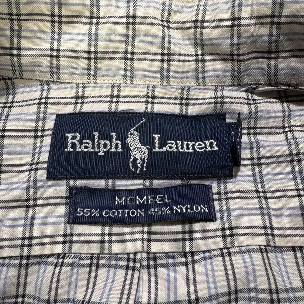 Polo Ralph Lauren McMeel Shirt Men XL Blue Black Gingham Button Down Performance